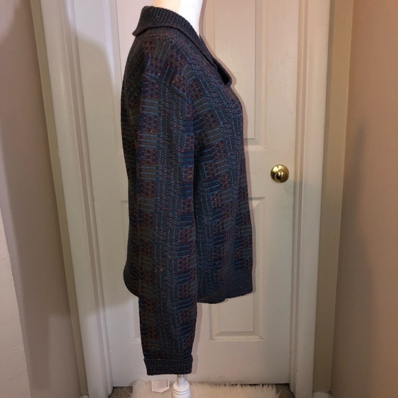 LA SQUADRA Montecarlo Gray Wool Angora Shawl Collar Sweater Size L - Picture 4 of 6